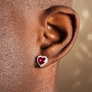 Boucles d'oreilles pendantes de luxe en forme de cœur rouge pour hommes et femmes, en argent sterling plaqué rhodium, serties de moissanite taille brillant, style romantique et tendance - Product Image 2