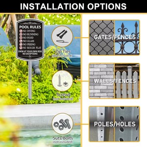 Panneau décoratif de règles de sécurité pour piscine, marqueur durable « Nager à vos propres risques et conséquences » pour piscines privées et commerciales - Product Image 2