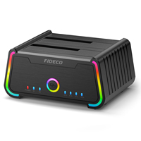 Station d'accueil pour disque dur externe double baie FIDECO en plastique, USB 3.0, SATA, prise en charge jusqu'à 22 To, station d'accueil pour disque dur