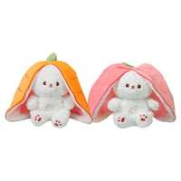 Peluche Lapin Fraise Super Doux Xinhui avec Broderie Lapin et Carotte, Rembourrage Coton PP, Doublure en Maille, Anti-Stress pour Mariage