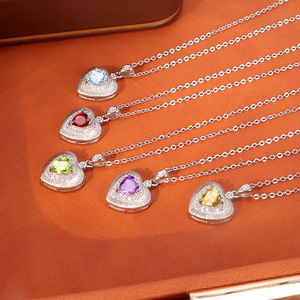 Collar con Colgante de Corazón de Plata 925 con Cristal Cepillado, Piedra Natural de Corte Corazón de 5mm, Joyería de Uso Diario para Mujer - Product Image 4