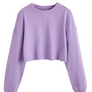 Women's Oversized Grey Terry Sweatshirts Casual Long Sleeve Raw Hem Pullover Crop <b>Tops</b> Printed for Winter Season M Size - Product Image 4