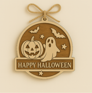 Pafu Decoration Hanging Ornaments with Ghost Pumpkin Bat <strong>Witch</strong> Halloween Wooden <strong>Sign</strong> - Product Image 3
