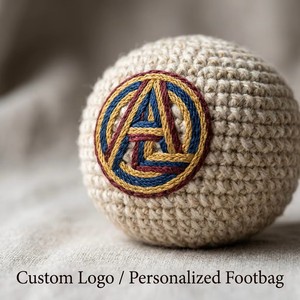 Hacky Sack en <span class=keywords><strong>crochet</strong></span> tricoté, fait main, multicolore, durable, écologique, pour l'extérieur, anti-stress, avec logo personnalisé imprimé, promotionnel - Product Image 2