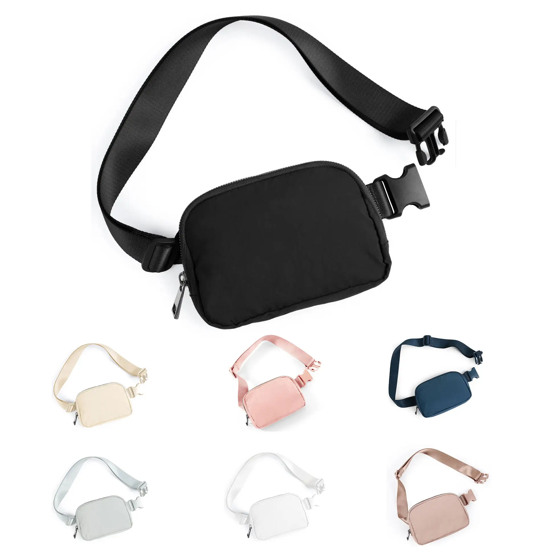Casual Waist Bag Waterproof Portable Pack Zipper Chest Bag Outdoor Sports Crossbody Travel Belt Bag