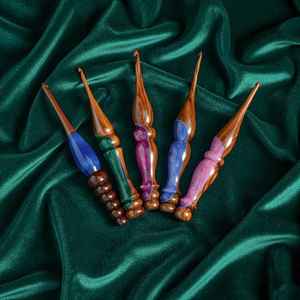 Premium Resin And Wooden <b>Crochet</b> <b>Hooks</b> Ergonomic Design Smooth Surface Perfect For Yarn Knitting DIY Crafts And Handmade Project - Product Image 1