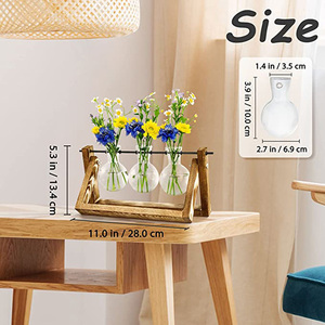 Nuevas Estaciones de Propagación de Plantas, Terrario con Soporte de Madera, 3 Macetas de Vidrio, Soporte para Plantas de Interior - Product Image 5