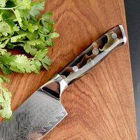 Nieuw ontwerp 5 inch professioneel VG10 Damascus staal keukenmes voor fruit en algemeen gebruik met koperen hars handvat