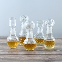 Botol Kaca Mini Vintage 50ml untuk Minuman Keras Anggur Dengan Penutup Kaca 1.7 oz Dekanter Botol Alkohol Kaca Kecil