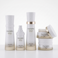 Set Botol Kaca Kerucut Kosmetik Ukuran Khusus 120ml/100ml/40ml/50g dengan Pompa Lotion untuk Krim Wajah & Serum Perawatan Kulit