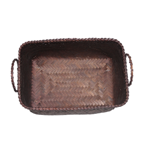 Panier de rangement en bambou fait à la main brun foncé tissé panier écologique avec poignées pour l'organisation de la maison et l'utilisation de la décoration - Product Image 4