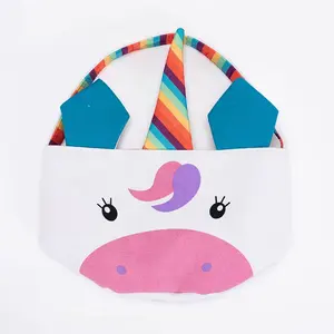 मोनोग्राम हैलोवीन सब्लिमेशन बाल्टी रंगीन यूनिकॉर्न डायनासोर हैलोवीन बेबी बैग कैनवास हैलोवीन पुन: प्रयोज्य उपहार बैग