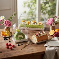 Boîte en plastique pliable transparente écologique en PET pour l'emballage de gâteaux, les cadeaux de mariage et les gâteaux aux fraises - Boîte cadeau en gros