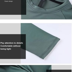 Custom Outdoor Fitness Running Wear Knitted Print Breathable Quick-Dry Thin Elastic O-Neck Sports <b>Long</b> Sleeve T-Shirt Men - Product Image 5