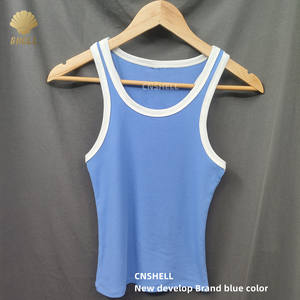 <span class=keywords><strong>Canotta</strong></span> da <span class=keywords><strong>Donna</strong></span> in Maglia a <span class=keywords><strong>Costine</strong></span> con Collo Rotondo e Schiena Scoperta, Colore a Contrasto, 280gsm CNSHELL, Lunghezza Regolare per Uso Quotidiano - Product Image 6