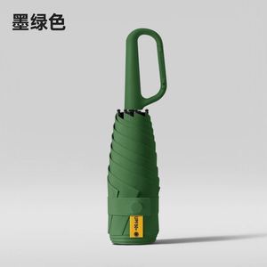 Parapluie de protection solaire compact et portable, manuel, à cinq plis, avec poignée annulaire, en vinyle, mini format de poche pour les voyages - Product Image 3