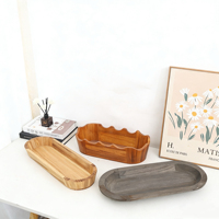 Boîte de rangement portable à un seul niveau en bois d'acacia naturel et plateau de service alimentaire pour la maison, la cuisine, le bureau et la table