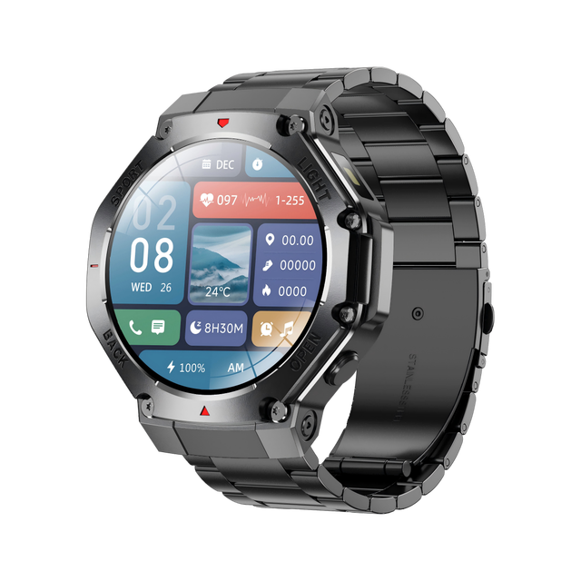 2025 TR3 MAX Men Outdoor Sports Smartwatch 1.53Inch Round BT Call Health Monitoring Smart Watch with Flashlight
