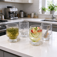 Verre à pied personnalisé vintage en verre côtelé gaufré, avec base étagée, pour cocktails, whisky, café glacé – Vaisselle esthétique