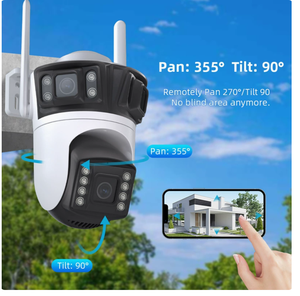 Caméra <span class=keywords><strong>panoramique</strong></span> grand angle ultra-haute définition ICSEE à trois objectifs, version Wi-Fi, étanche pour l'extérieur - Product Image 4