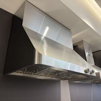 Hotte de cuisine commerciale de 48 pouces, 2000 m³/h, en acier inoxydable, avec filtre à déflecteurs et deux moteurs puissants
