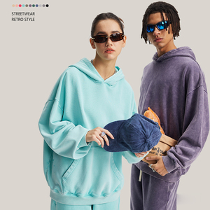 Sweat à capuche surdimensionné en molleton français 100 % coton, tissu personnalisé, vintage, uni, délavé à l'acide, pour homme - Product Image 3