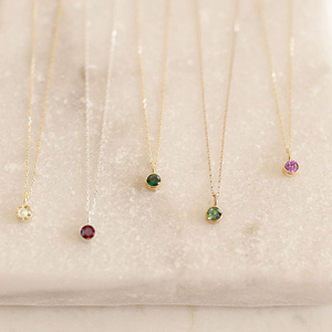 Penjualan terlaris tahan air 14k lapis emas baja tahan karat 12 warna Batu lahir liontin kalung perhiasan bagus grosir - Product Image 2