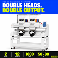 Nouvelle machine à broder informatisée à double tête haute vitesse, 12 aiguilles, grande surface 50x80cm, automatique pour casquettes, chapeaux et vêtements - Promotion