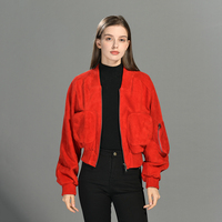 Jxwatcher OEM – Nouvelle veste bomber courte en cuir de mouton véritable pour femme, style automne, douce et personnalisable, en daim véritable