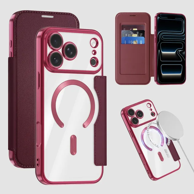 Magnetic Flip Card Slot Wallet Leather Phone Case for iPhone 18 Pro max 17e 16e 15 14 13 Shockproof RFID Cover