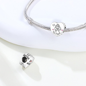 Bracelet perlé en cuivre blanc « I Love My Cat » en stock, design original, accessoire DIY unique et polyvalent pour femme - Product Image 5