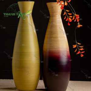 Grand vase en bambou artisanal décor de table de salon vase de sol naturel écologique pour la maison et la décoration commerciale - Product Image 3