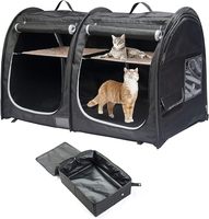Cage pour chat portable à double compartiment pour un chenil pliant et transportant facilement, une maison confortable pour chiot et un étui de voyage pour chien
