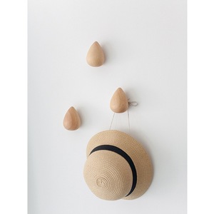 Crochets muraux en bois massif en forme de goutte d'eau, capacité de charge de 15 kg, aucun perçage requis pour le rangement des manteaux et des casquettes - Product Image 3