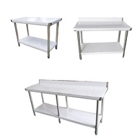 Équipement de cuisine pour hôtels et restaurants, table de travail en acier inoxydable à 2 niveaux, étagère, revêtement auto-nettoyant, modulaire, extensible, 300 kg/m