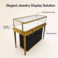 Table de présentation de bijoux haut de gamme en verre trempé avec tiroirs et armoire pour boutique de bijoux