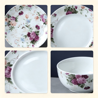 Service de vaisselle en porcelaine vintage à motif végétal, style européen moderne, durable, assiettes et bols, pour la maison, les mariages, les restaurants et la restauration occidentale