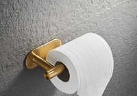 Ensemble d'accessoires de salle de bain adhésifs en or brossé de luxe, étagères, porte-serviettes