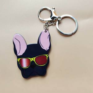 Nieuwe Funky Franse Bulldog Sleutelhanger Multicolor Cartoon Acryl Sleutelhanger Souvenirs Sleutelhanger Groothandel Creatief Kleurrijk Cadeau - Product Image 4