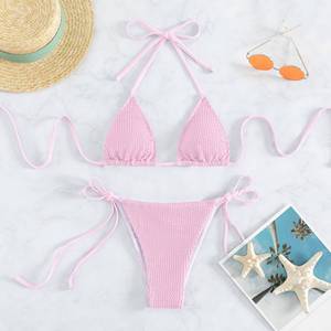 Mujeres Sexy traje de baño Seersucker Bikini brasileño String Tie breve Bikini conjunto femenino traje de baño natación traje de baño ropa de playa - Product Image 4