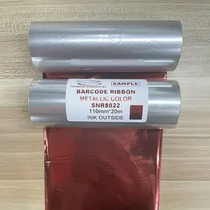 Metálico Ouro Brilhante Vermelho Verde Azul Prata Fita De Transferência Térmica Cera Resina Ribbon Impressora Para Fita De Cetim De Natal