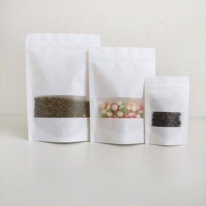 10x15cm bolsas Reclosable nhiệt niêm phong thực phẩm màu trắng bao bì Ziplock Túi giấy Kraft dây kéo túi với cửa sổ - Product Image 3