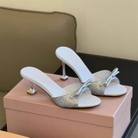 Sandales à talons hauts personnalisées avec logo 2026, ornées de strass, pour femmes, à bout ouvert, style créateur, pour le dropshipping