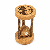 Juguete para Gatos de Corcho con Forma de Reloj de Arena, Bola de Madera Natural para Gatos de Interior, Juego Interactivo