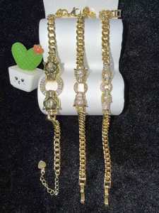 Colección de Pulseras Estilo Dulce y Hip Hop, con Zirconia en Forma de Corazón y Cabeza de Leopardo, Eslabones Cubanos, Chapado en Oro de 18K, Joyería Ajustable - Product Image 4
