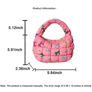 Wholesale Durable Waterproof Foldable Quilted <b>Tote</b> <b>Bag</b> Puffer Mini Handbag Puffy <b>Nylon</b> Lightweight <b>Zipper</b> Closure Carryall <b>Bag</b> - Product Image 3