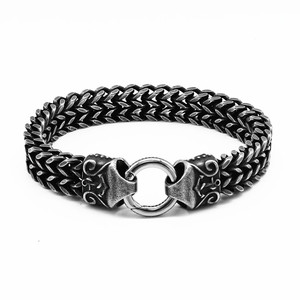 Yunnique Men's <b>Titanium</b> Steel Bracelet Magnetic Buckle Geometric Pattern Vintage Distressed Jewelry Gift Guangzhou Model - Product Image 5
