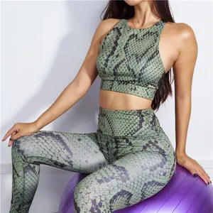 Oem nuevo diseño de moda impreso Fitness entrenamiento Sexy piel de serpiente sujetador de La Yoga