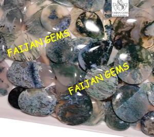 FAIJAN GEMS Agate Mousse Naturelle Cabochon Poli Formes Mixtes Toutes Tailles Cristal pour Fabrication de Bijoux Pendentifs Rajasthan - Product Image 3