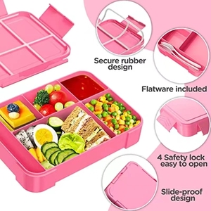 Children's and Students' Lunch Boxes Sealed in Compartments Fruit Salad Boxes Work <strong>Microwave</strong> Heating Bento Boxes - Product Image 4